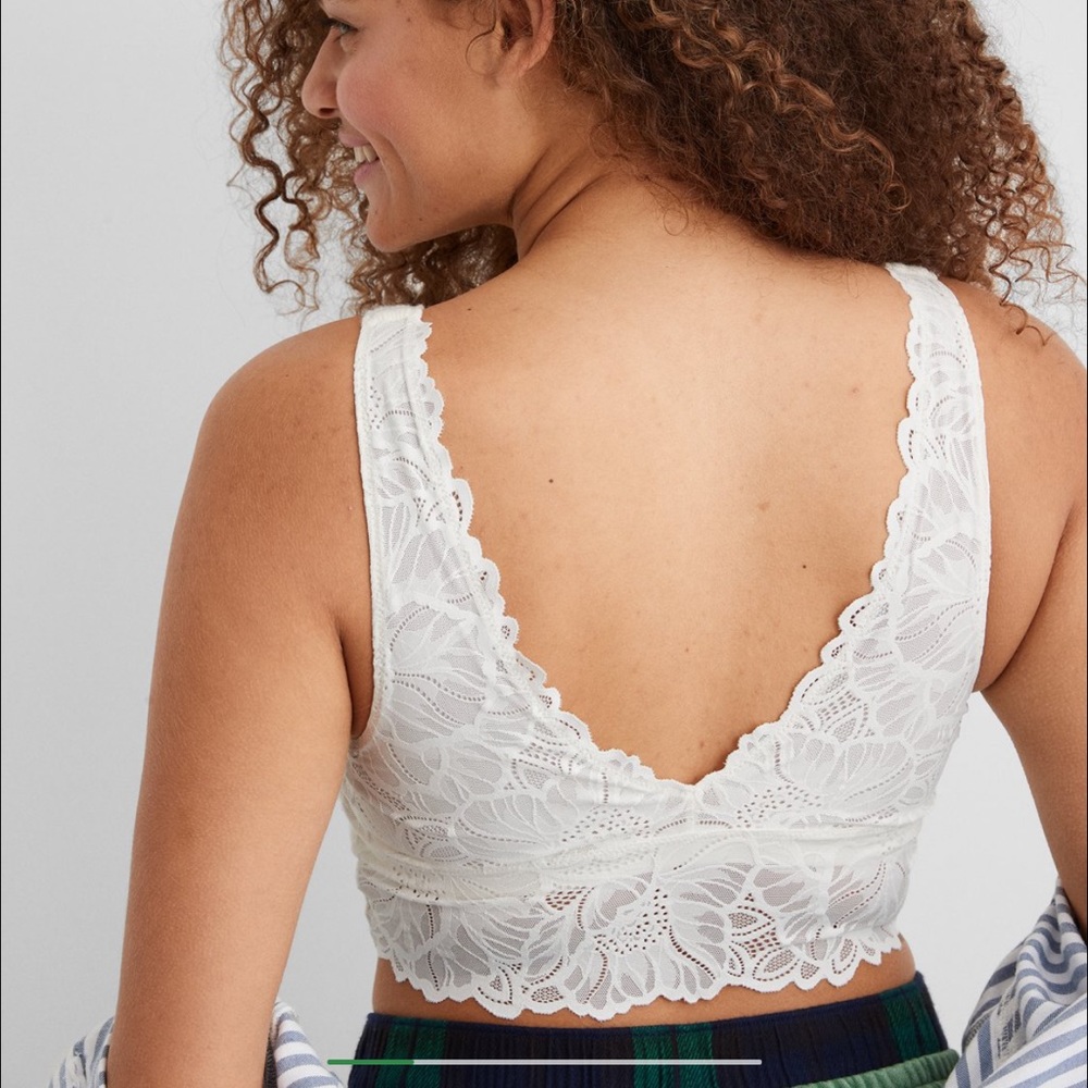Aerie Holiday Best Lace Waffle Longline Bralette